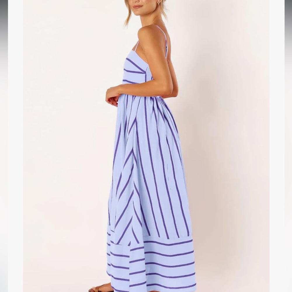 Petal & Pup Lavender and Navy Striped Maxi Dress - Picture 4 of 6